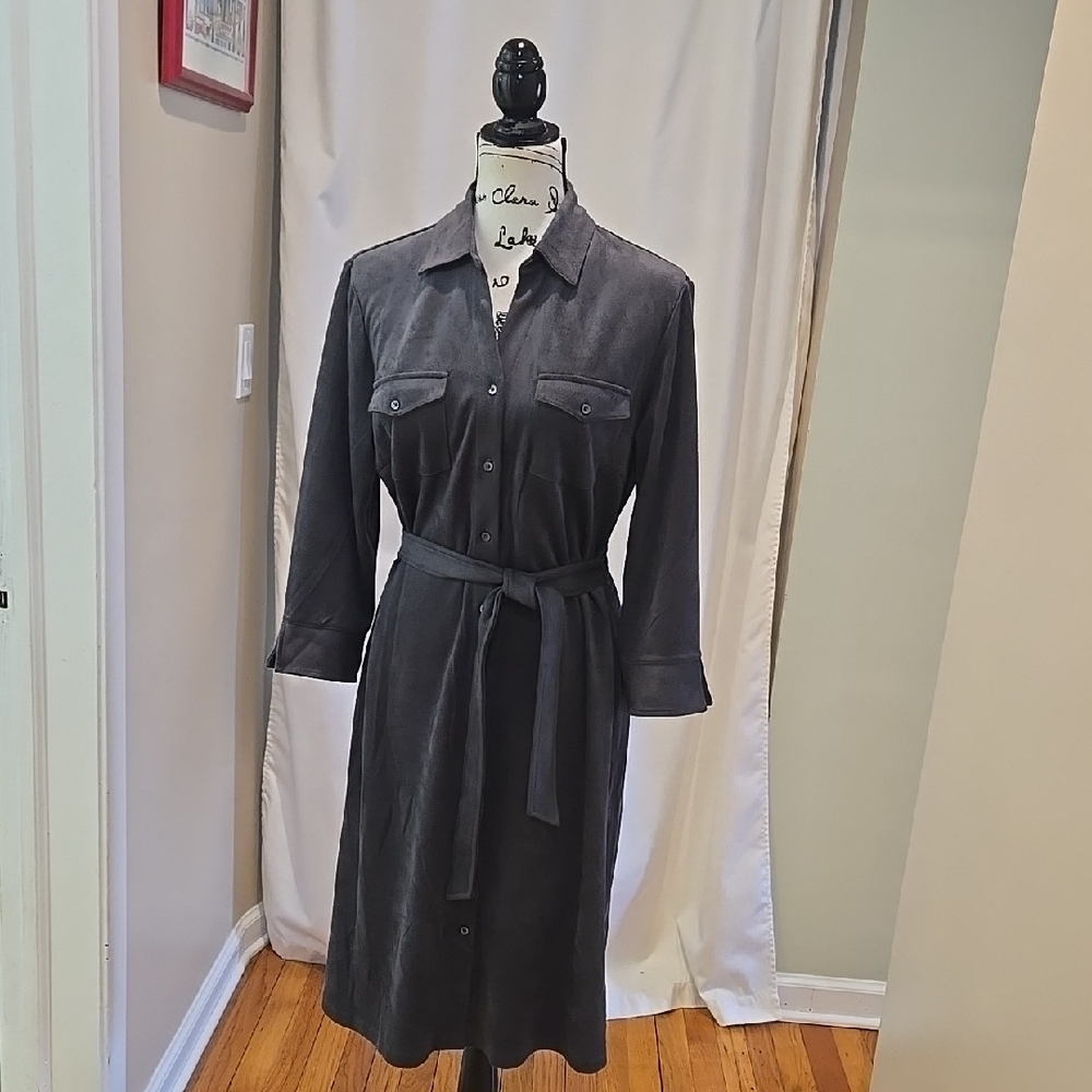 J. MCLAUGHLIN ▪︎ Brynn Ultra Suede 3/4 Sleeve Belted Dress, Size Lg